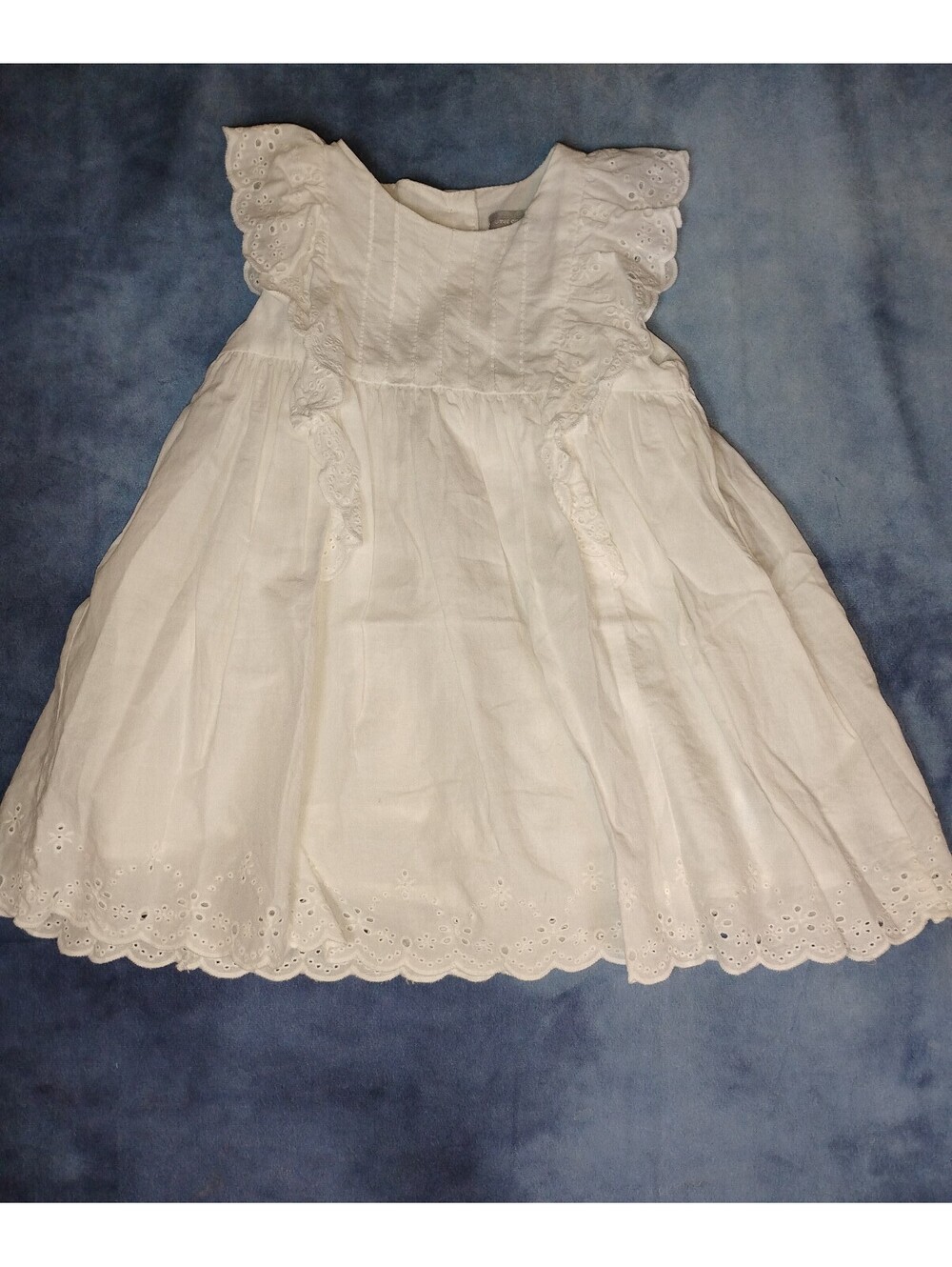 Infant girls White Eyelet Dress with Ruffle Sleeves